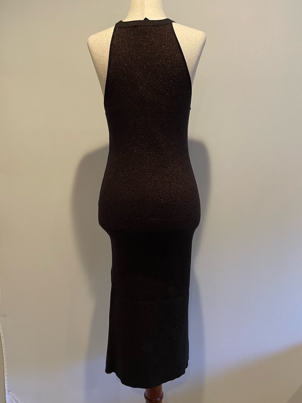 House of Harlow 1960 Metallic Bronze Ribbed Sleeveless Dress EUC - size Small - Picture 7 of 10